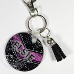 personalised glitter effect printed cheerleader keyring