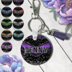 personalised glitter effect printed cheerleader keyring