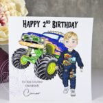 personalised monster truck birthday card for grandson son