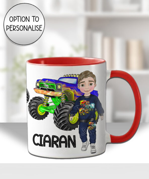 personalised monster truck mug gift for grandson son