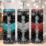 personalised cheerleader glitter 600ml 20oz straight tumbler