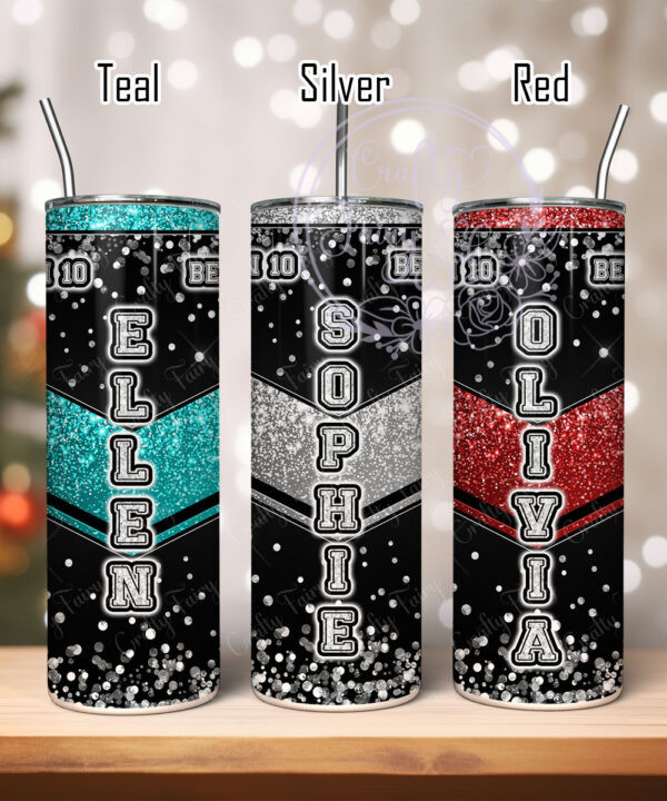 personalised cheerleader glitter 600ml 20oz straight tumbler