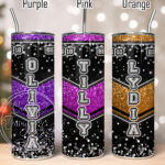 personalised cheerleader glitter 600ml 20oz straight tumbler