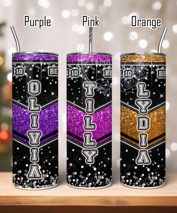 personalised cheerleader glitter 600ml 20oz straight tumbler