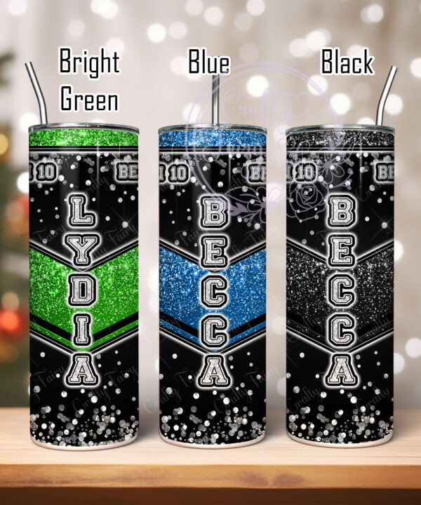 personalised cheerleader glitter 600ml 20oz straight tumbler