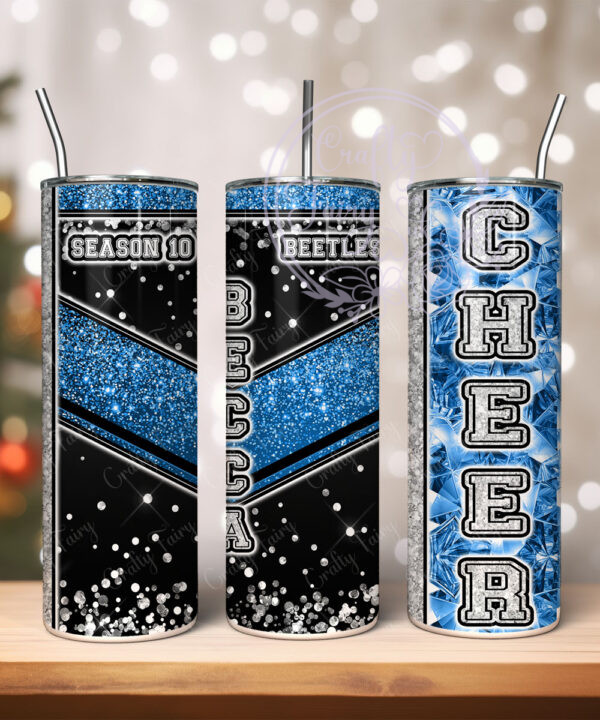 personalised cheerleader glitter 600ml 20oz straight tumbler
