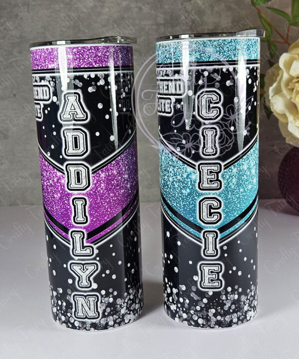 personalised cheerleader glitter 600ml 20oz straight tumbler