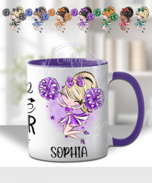 personalised whimsical cheerleader girl mug gift