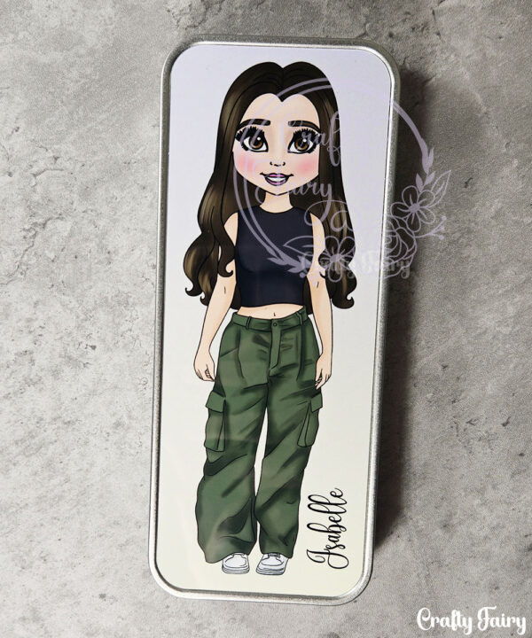 personalised cargo girl rectangular pencil tin for teenage daughter granddaughter