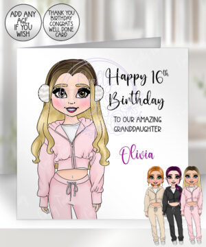 personalised chelsea tracksuit girl birthday card for teenage daughter granddaughter