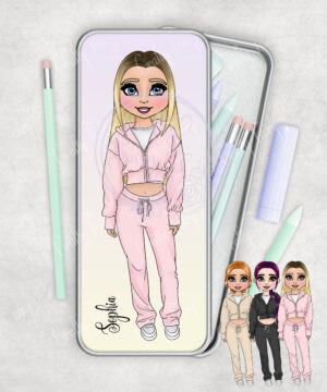 personalised chelsea tracksuit girl rectangular pencil tin for teenage daughter granddaughter