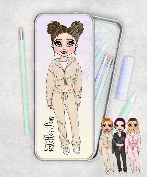 personalised chelsea tracksuit girl rectangular pencil tin for teenage daughter granddaughter