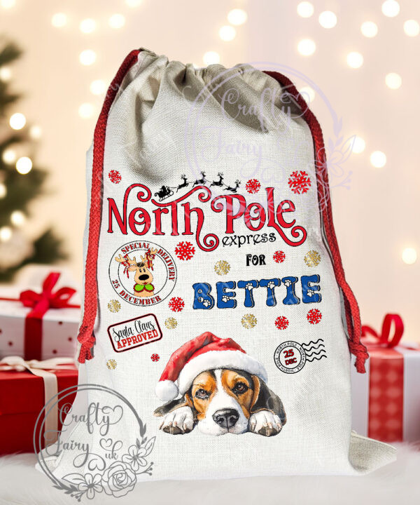 personalised many dog breed options christmas santa sack