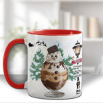 personalised lady with snowman hot chocolate christmas mug gift
