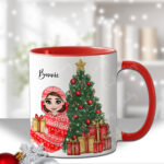 personalised young girl in oodie christmas mug gift