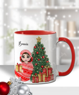 personalised young girl in oodie christmas mug gift