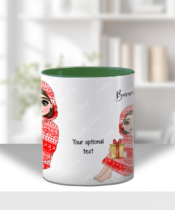 personalised young girl in oodie christmas mug gift