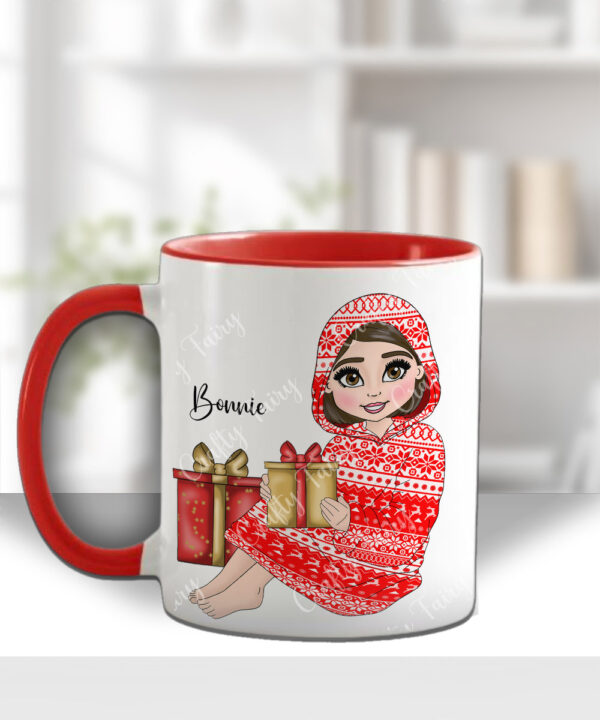 personalised young girl in oodie christmas mug gift
