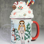 personalised chelsea tracksuit girl with snowman hot chocolate christmas mug gift