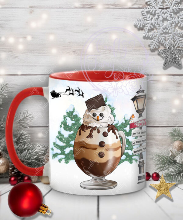 personalised chelsea tracksuit girl with snowman hot chocolate christmas mug gift