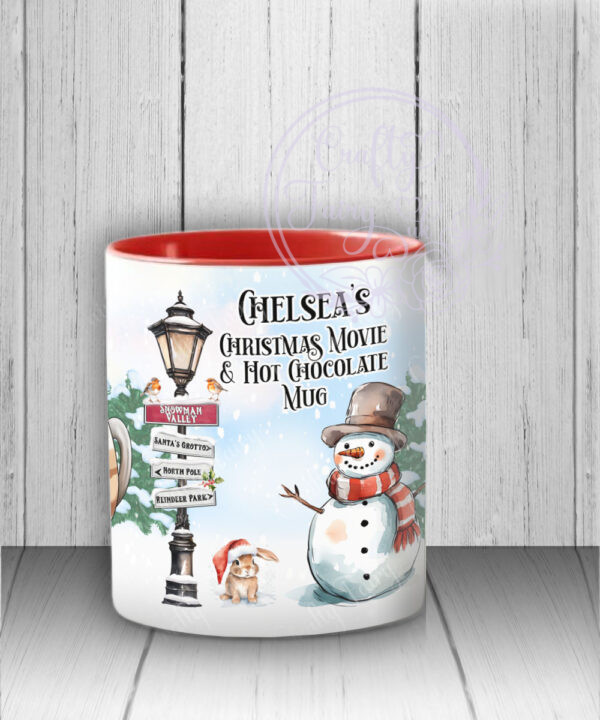personalised chelsea tracksuit girl with snowman hot chocolate christmas mug gift