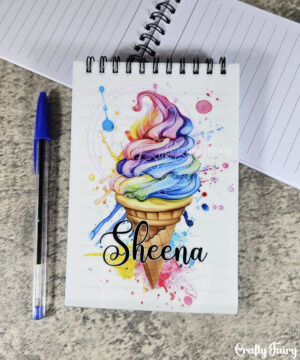personalised colourful ice cream cones a6 notebook