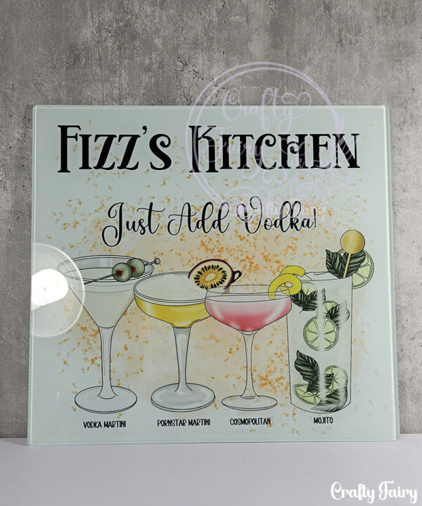 personalised vodka cocktails glass chopping board medium 28x30cm