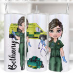 personalised female paramedic & ambulance straight 20oz tumbler v2