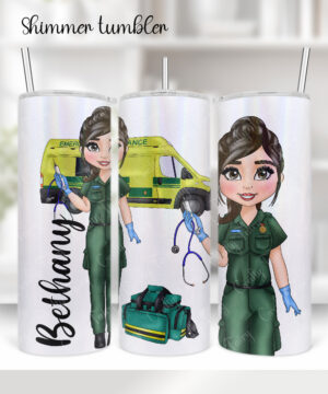 personalised female paramedic & ambulance straight 20oz tumbler v2