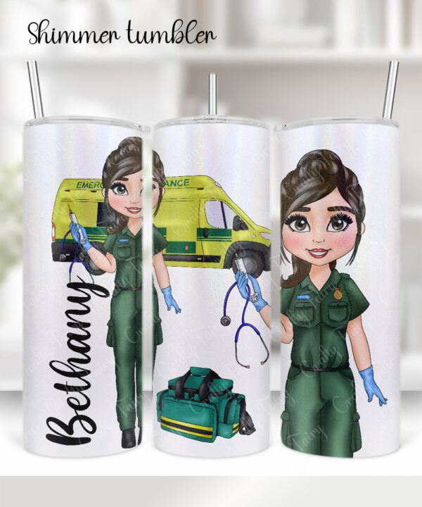 personalised female paramedic & ambulance straight 20oz tumbler v2