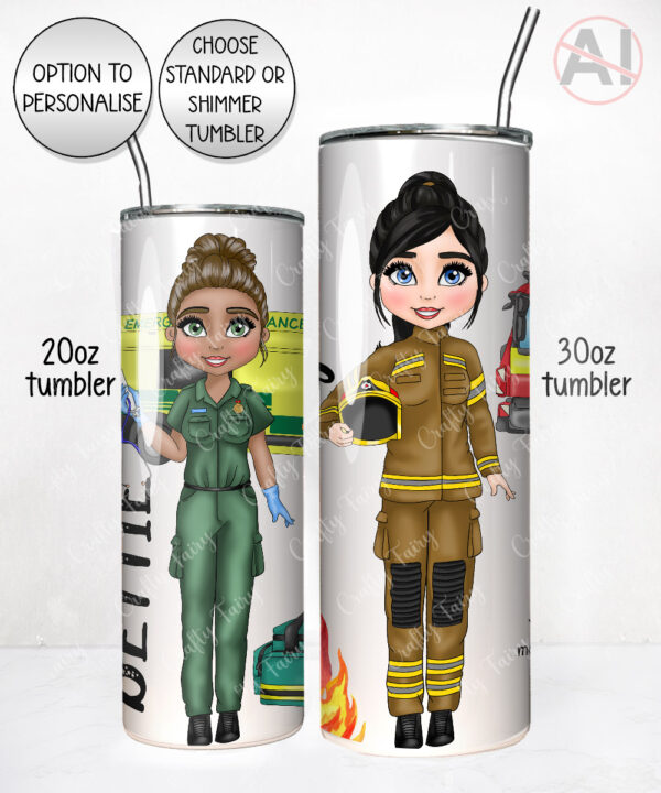 personalised female paramedic & ambulance straight 20oz tumbler v2