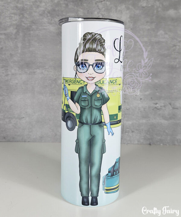 personalised female paramedic & ambulance straight 20oz tumbler v2
