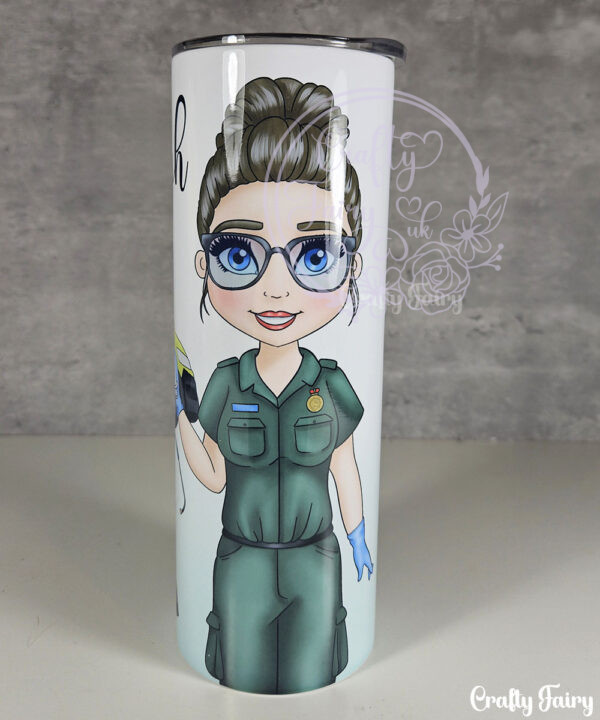 personalised female paramedic & ambulance straight 20oz tumbler v2