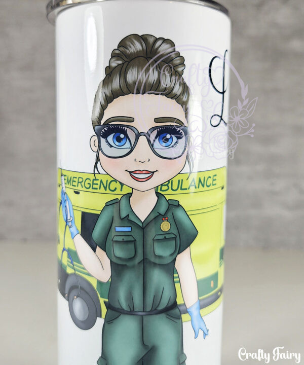 personalised female paramedic & ambulance straight 20oz tumbler v2