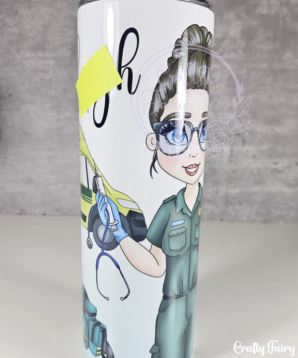 personalised female paramedic & ambulance straight 20oz tumbler v2