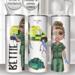 personalised female paramedic & ambulance straight 20oz tumbler v2
