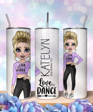 personalised teen tween dancer gymnast straight 600ml tumbler