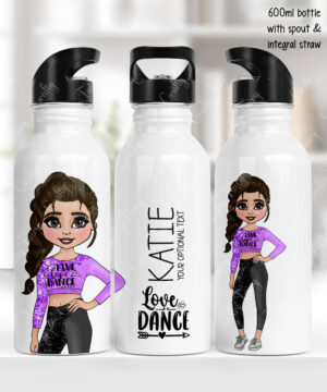 personalised teen tween dancer straight water bottle