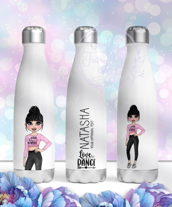 personalised teen tween dancer gymnast tapered water bottle