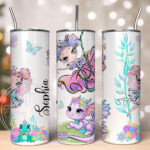 personalised whimsical fairies and dragon tumbler