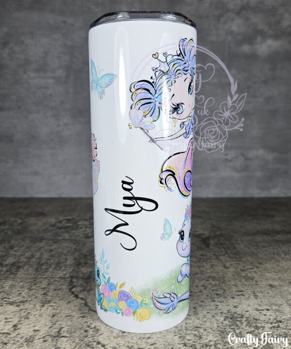 personalised whimsical fairies and dragon tumbler