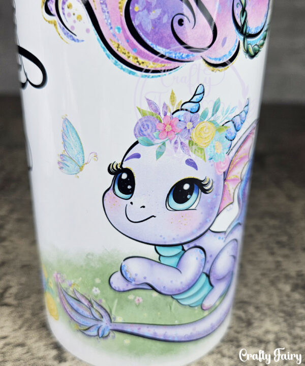personalised whimsical fairies and dragon tumbler