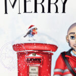 personalised postman in red thank you christmas card