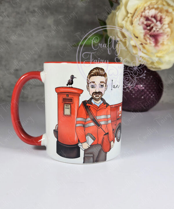 personalised postman postie in red mug gift