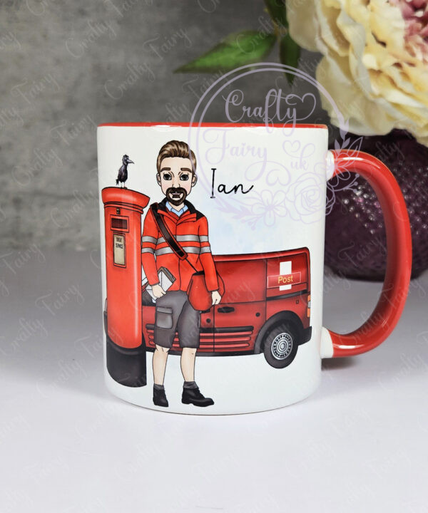 personalised postman postie in red mug gift