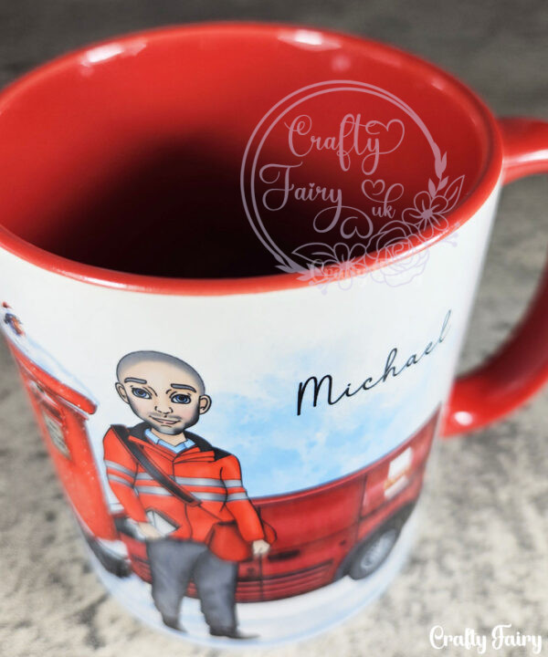 personalised postman in red mug gift