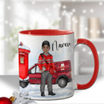 personalised postman postie in red mug gift