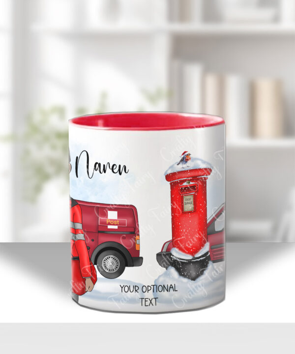 personalised postman postie in red mug gift