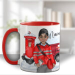 personalised postman postie in red mug gift