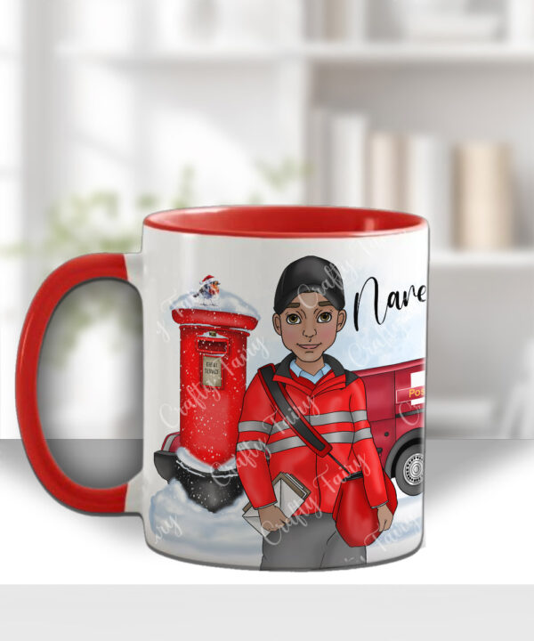 personalised postman postie in red mug gift